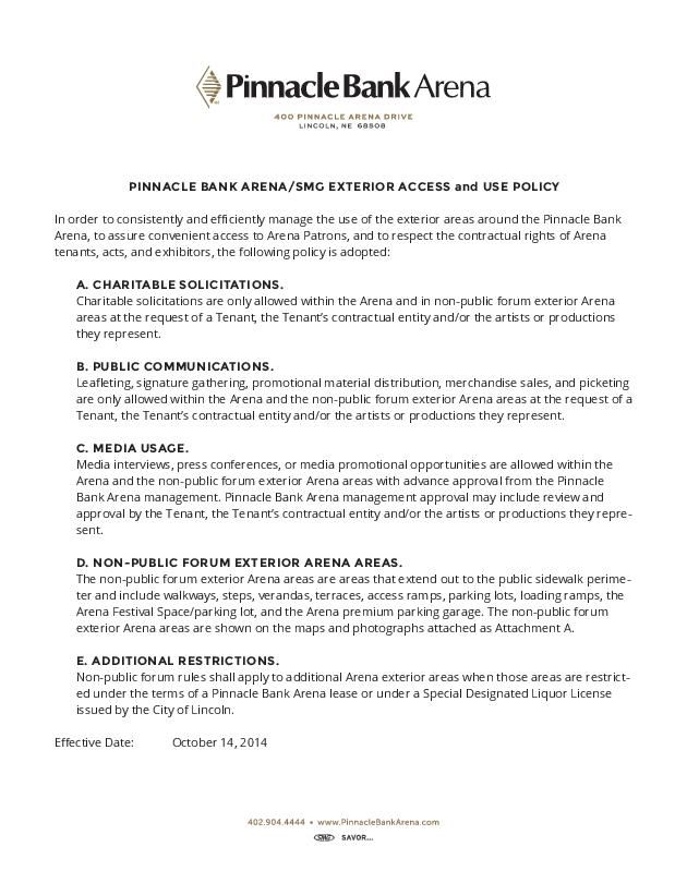 PDF: Description, map of arena's exterior access policy