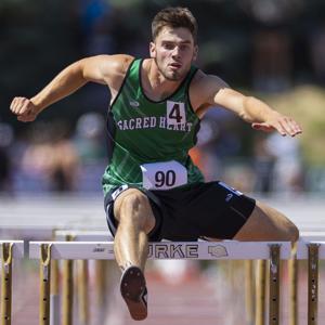State track: Sacred Heart senior Joe Simon goes out on high note with hurdle win