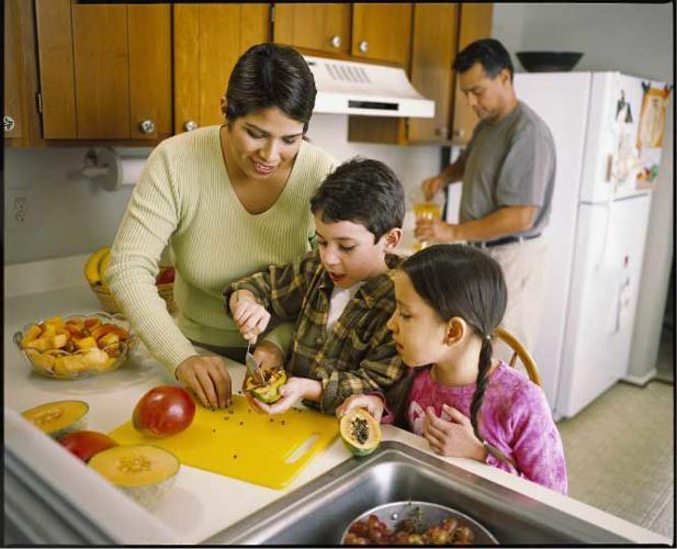 Family cooking together