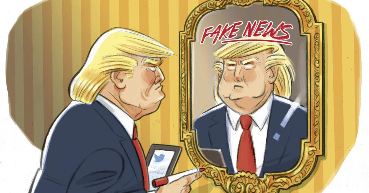 Trump's mirror guilty of fake news, in . Matson's latest political  cartoon