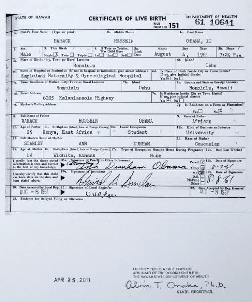 Obama Releases Original Birth Certificate National Government