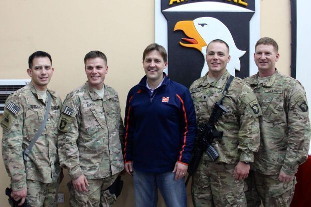 Sasse with Nebraska troops