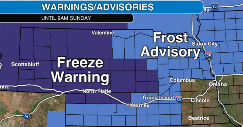 Unseasonably cold night expected across Nebraska Unseasonably cold night expected across Nebraska