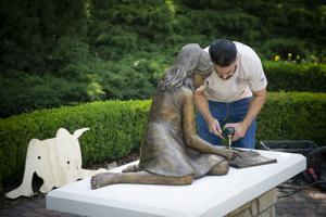 Sculpture honoring the late Beatrice 'Mike' Seacrest installed at Sunken Gardens