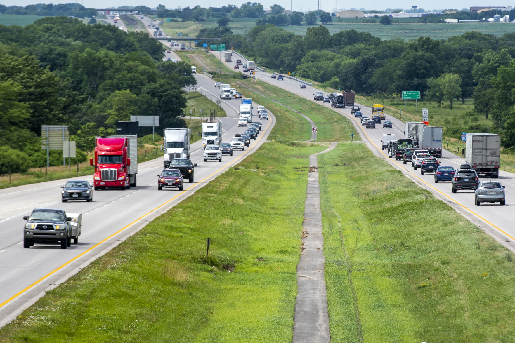 On I 80 west of Lincoln state installing cable barriers to stop