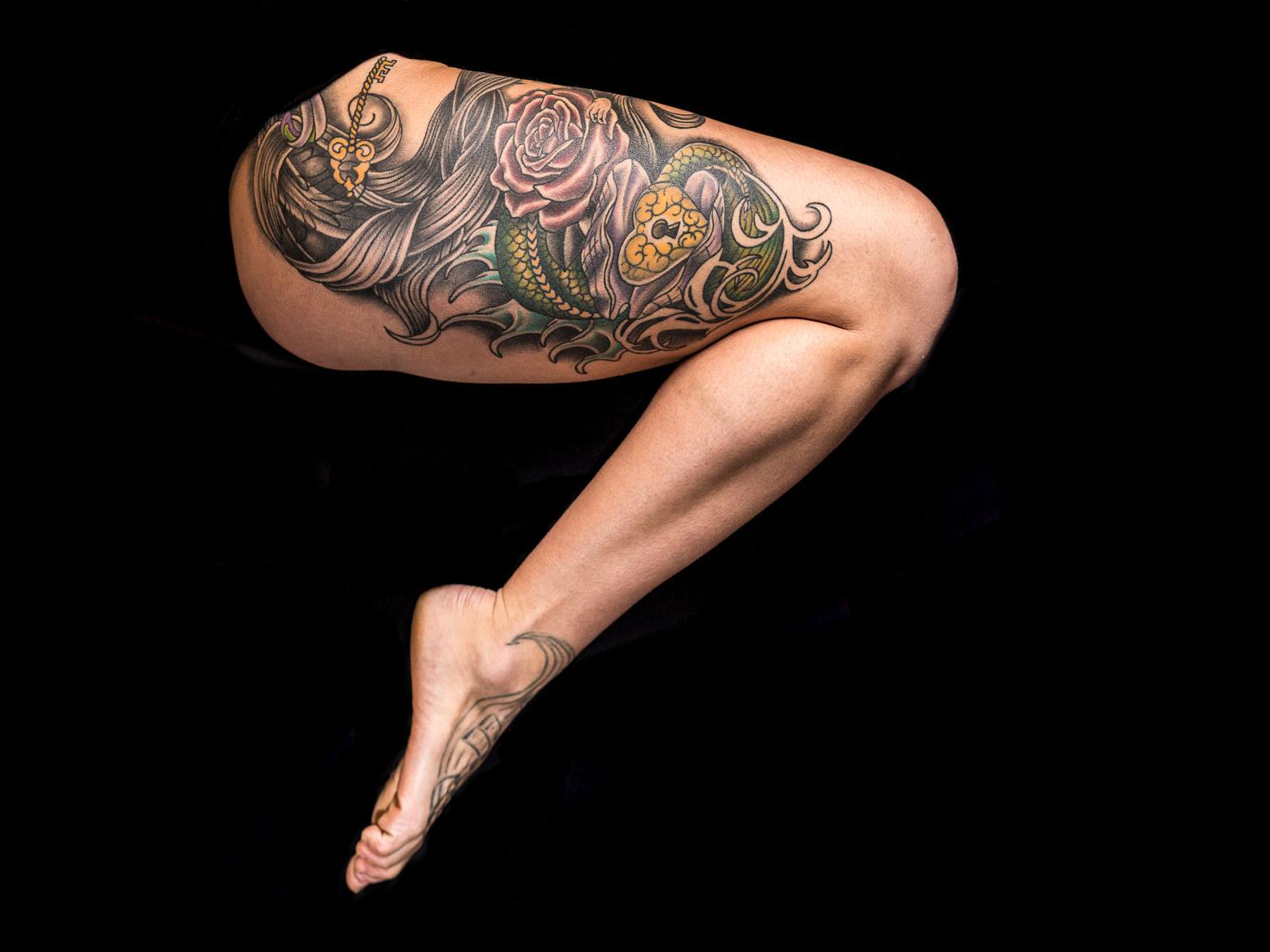 L. Kent Wolgamott: Tattoo art on live models at Iron Tail Gallery