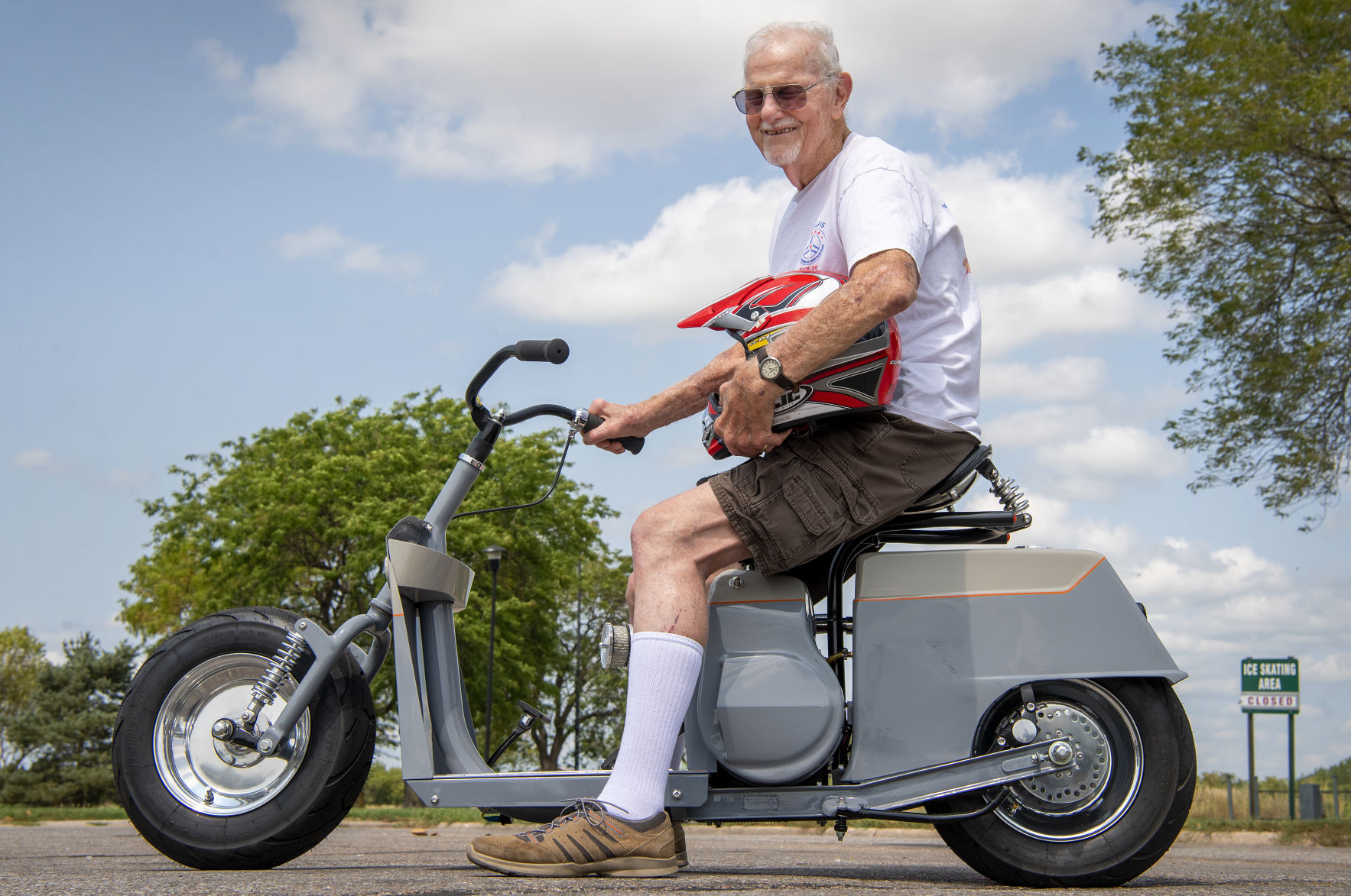 Time scoots by: Cushman's first test rider gets another ride, 76