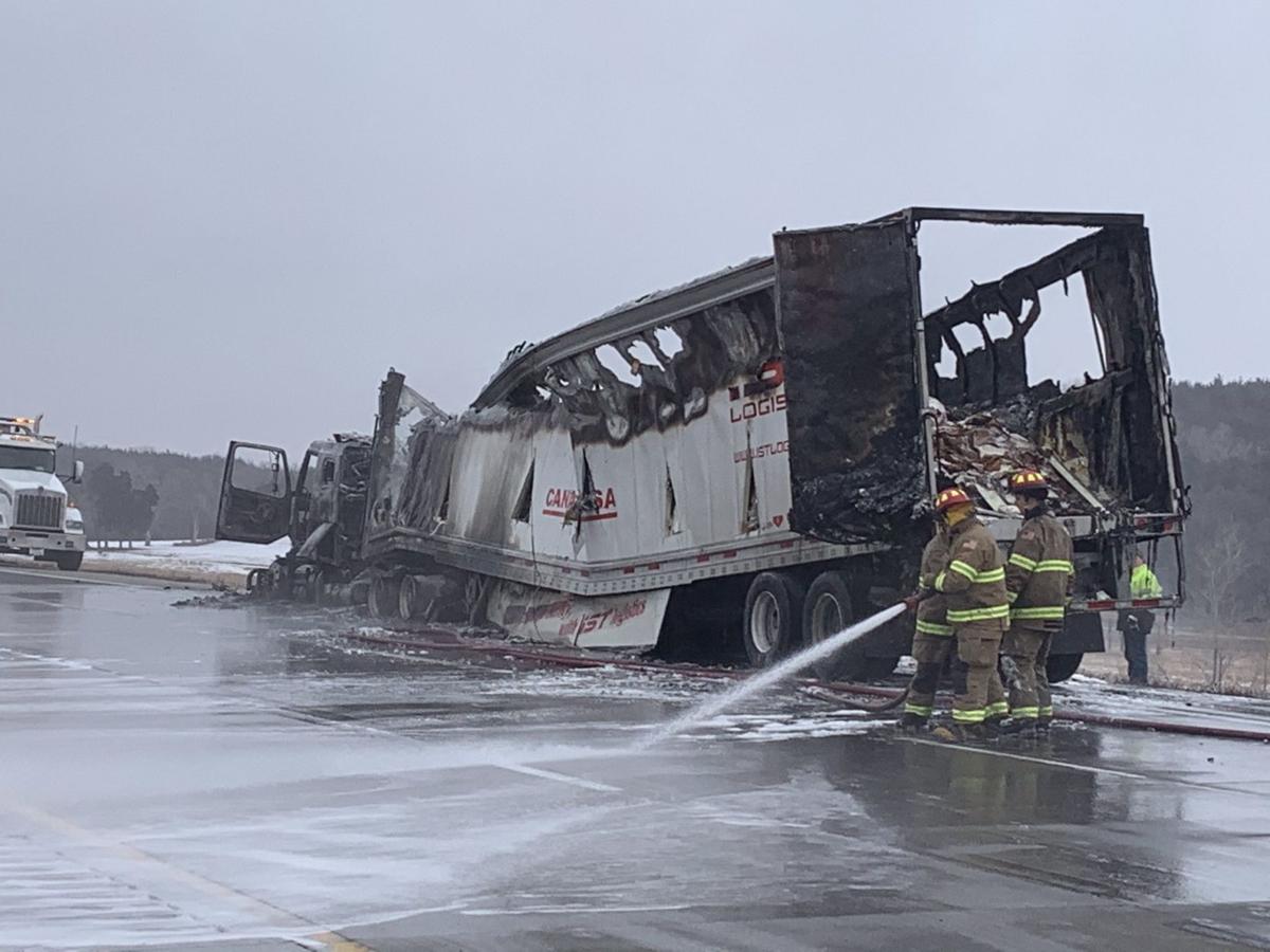 One person hospitalized after semi catches fire on Interstate 80