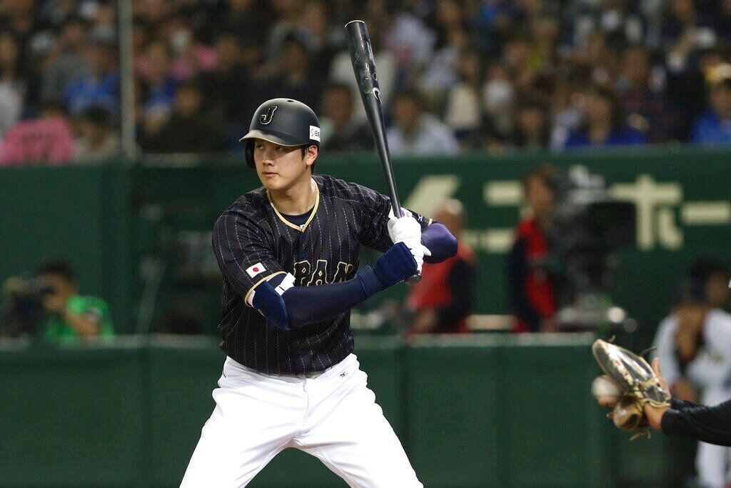 Vintage Mens Shohei Ohtani 16 Japan Samurai Pinstriped Baseball