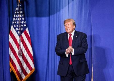 U.S. President Donald J. Trump spoke after U.S. Sen. Darline Graham during the rally at the Clemson University T. Ed Garrison Livestock Arena in Pendleton, S.C. Wednesday, October 21, 2026.