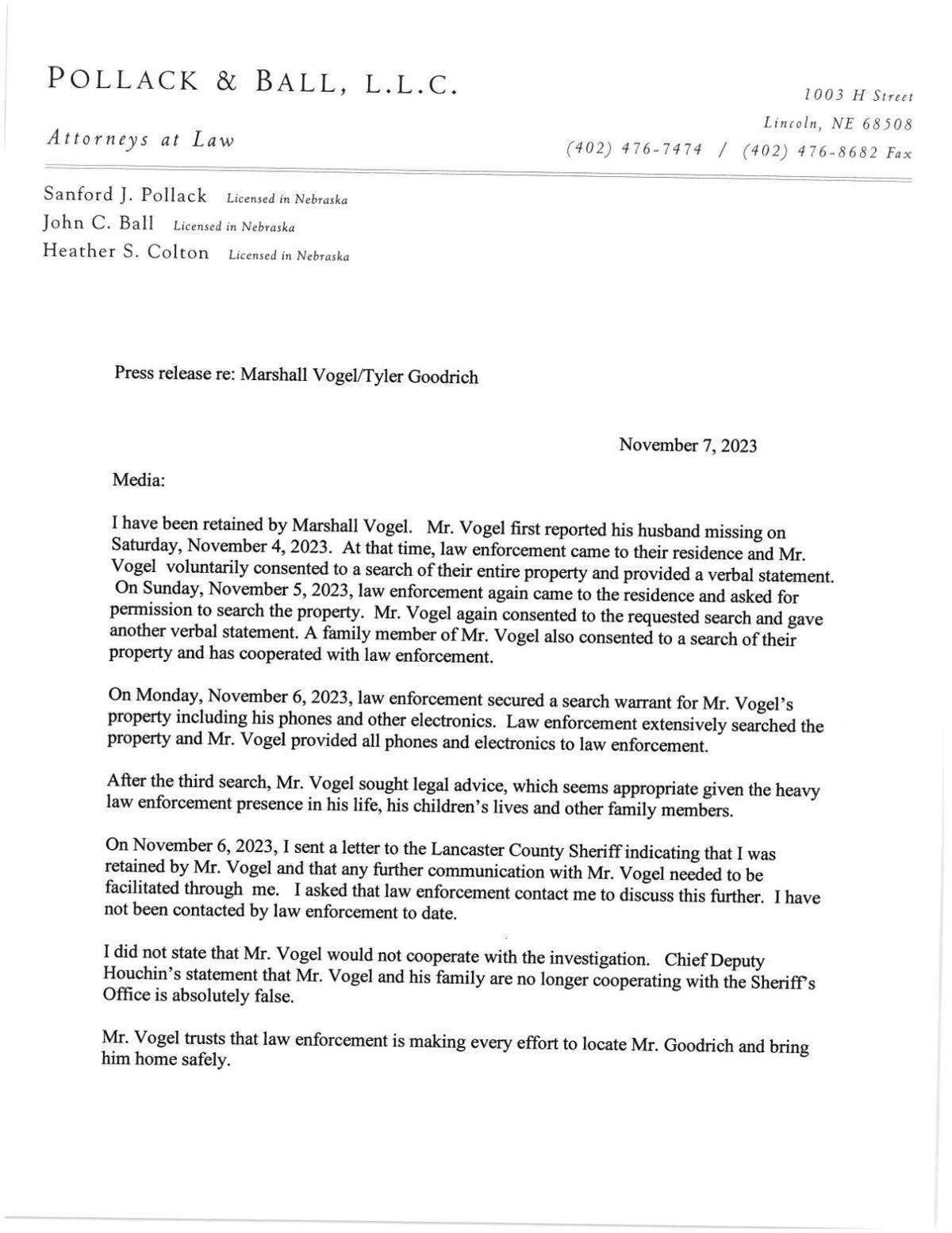Search warrant served at missing Lincoln man's home