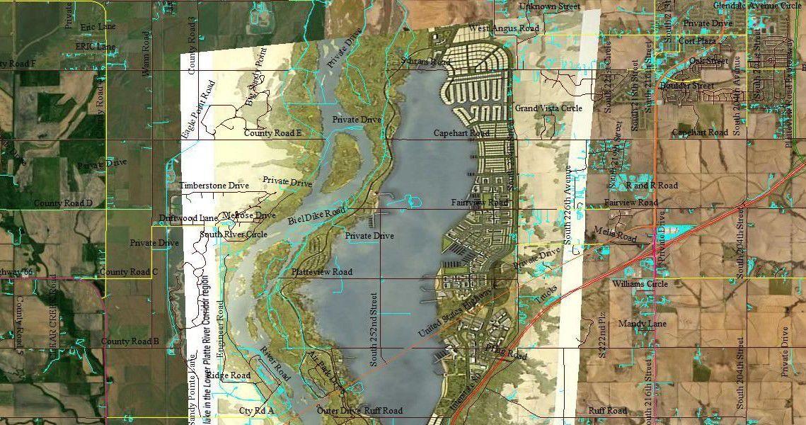 No site selected, but image of proposed lake fits like puzzle piece between Gretna and Ashland - Lincoln Journal Star