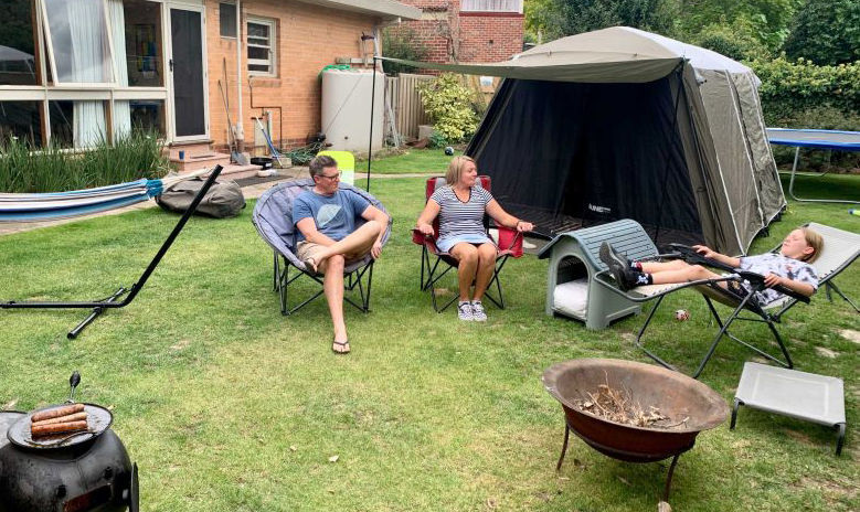 Camping in backyard