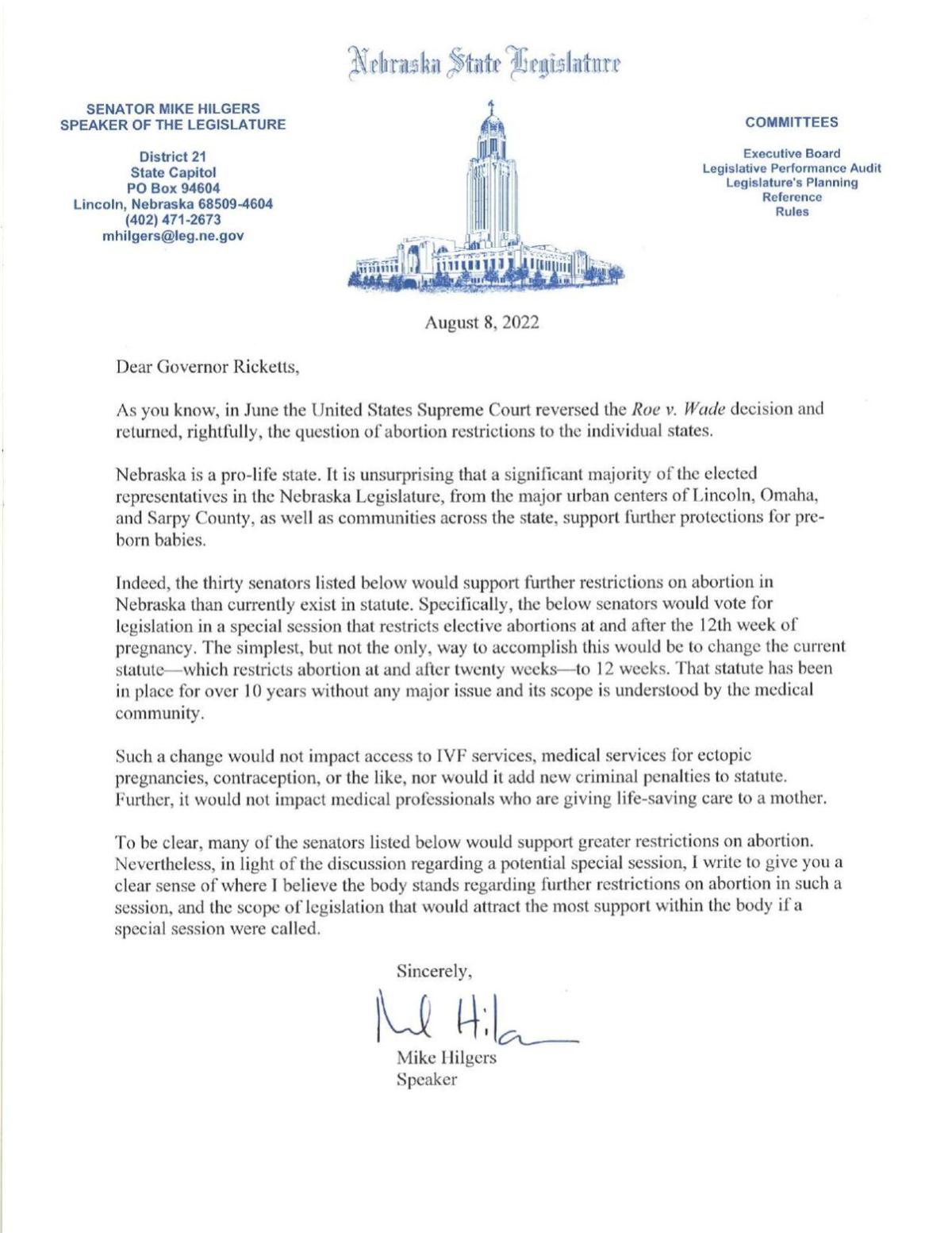 Ricketts won't call a special session to restrict abortion in Nebraska