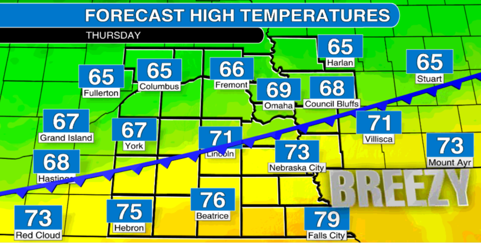 Watch now: Strong cold front arrives Thursday afternoon in southeast Nebraska
