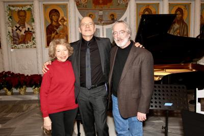 Paul Barnes (center) with composers J.A.C. Redford and Victoria Bond
