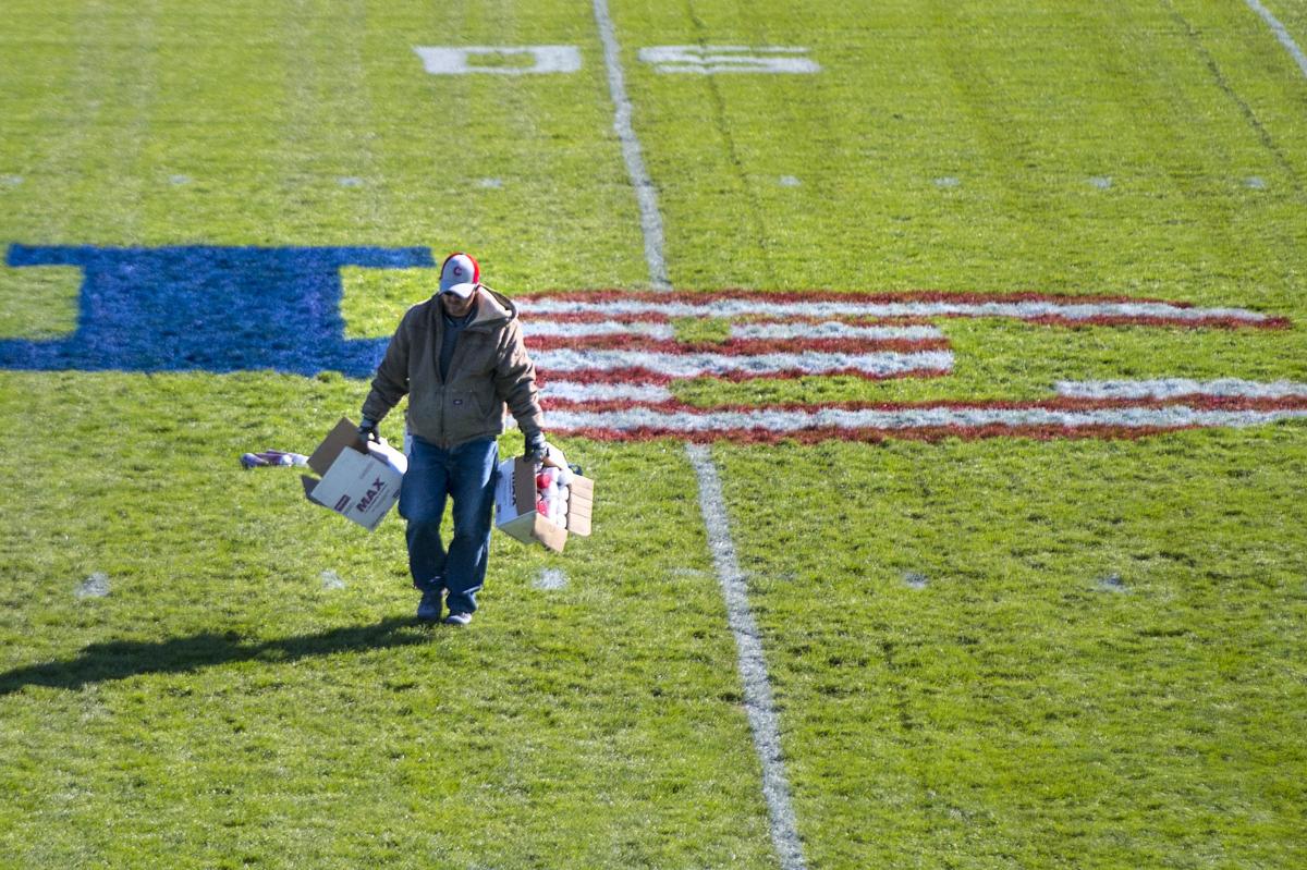 Painting The End Zones Lincoln Christian Dad Honors Veterans
