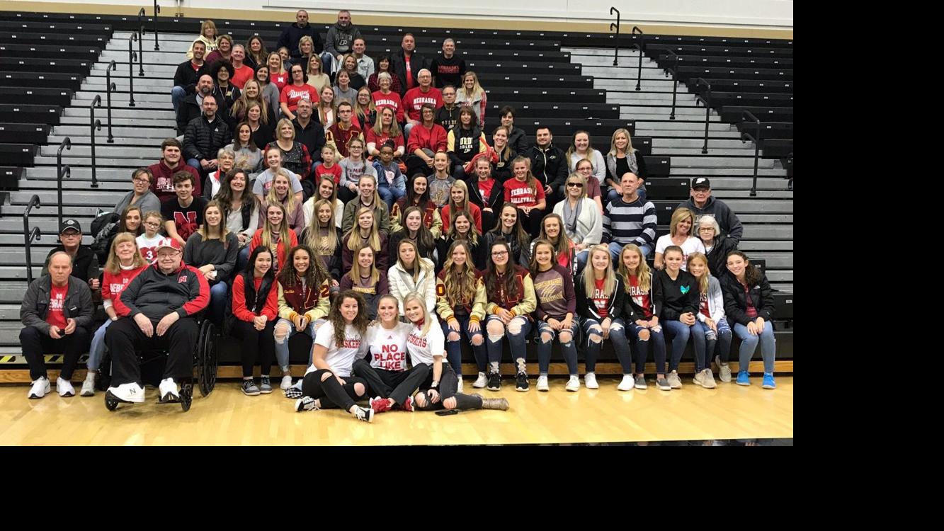 Large group of fans from Nebraska volleyball player's hometown traveled