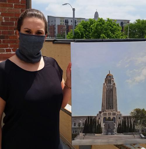 Keri Kriston with Capitol painting