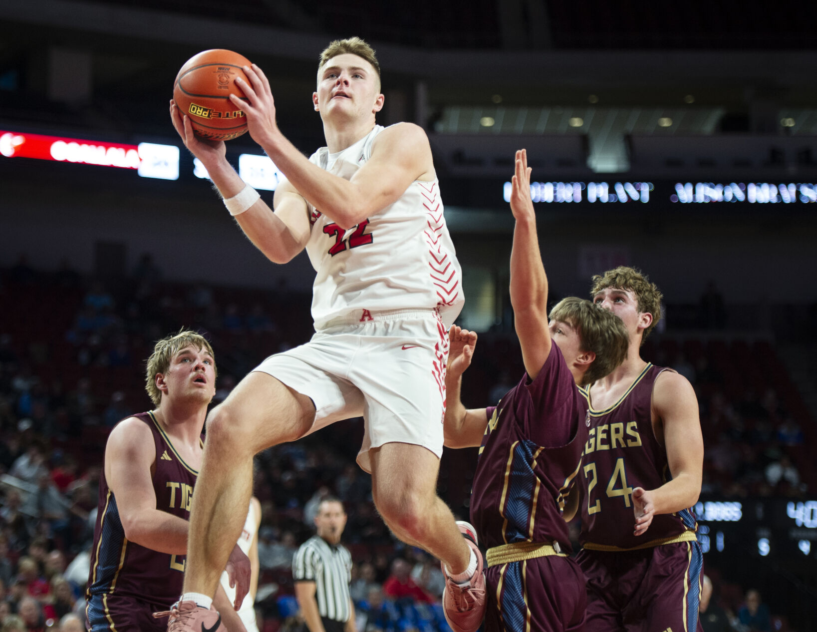 Just Carter Nelson enjoying one last hoops ride with dad