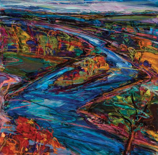 Susan Puelz, "Adagio II: Platte River," 1998, watercolor and pastel on paper