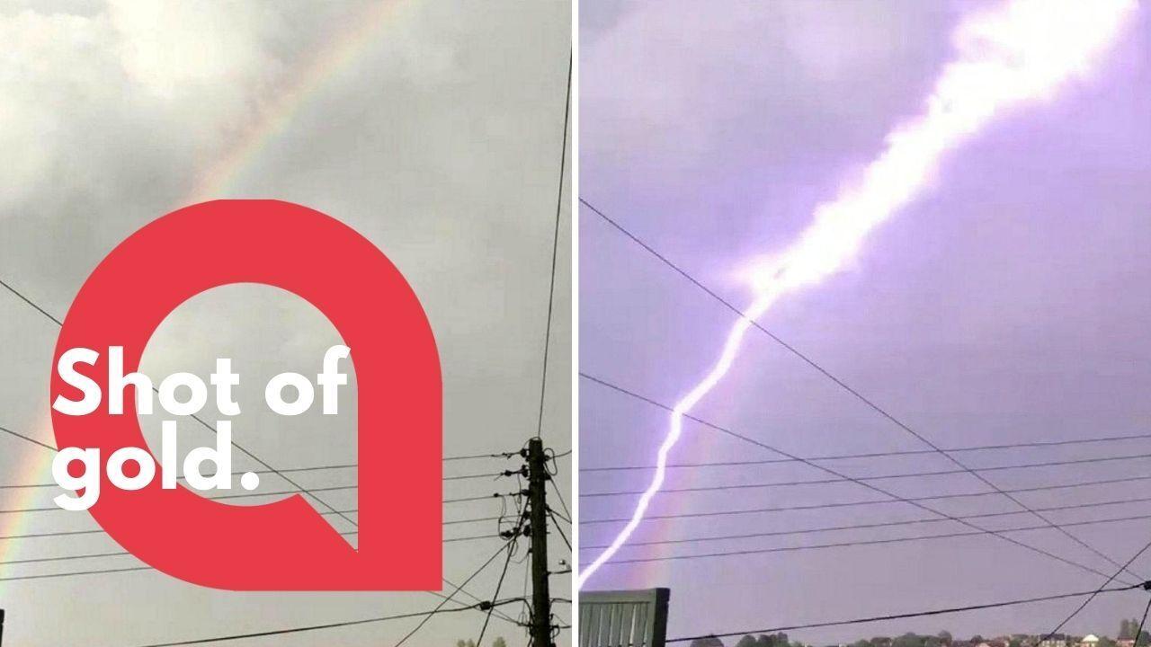 One In A Million Moment Bolt Of Lightning Strikes Curvature Of Rainbow Journalstar Com
