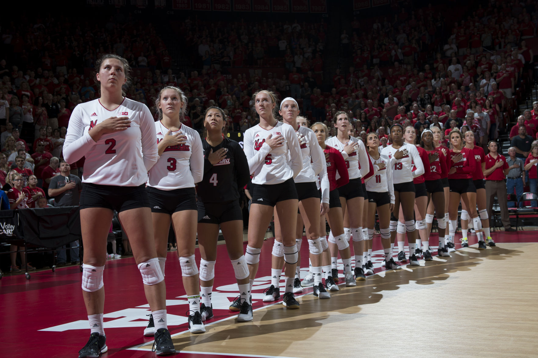 From the outside to the back row breaking down the Huskers