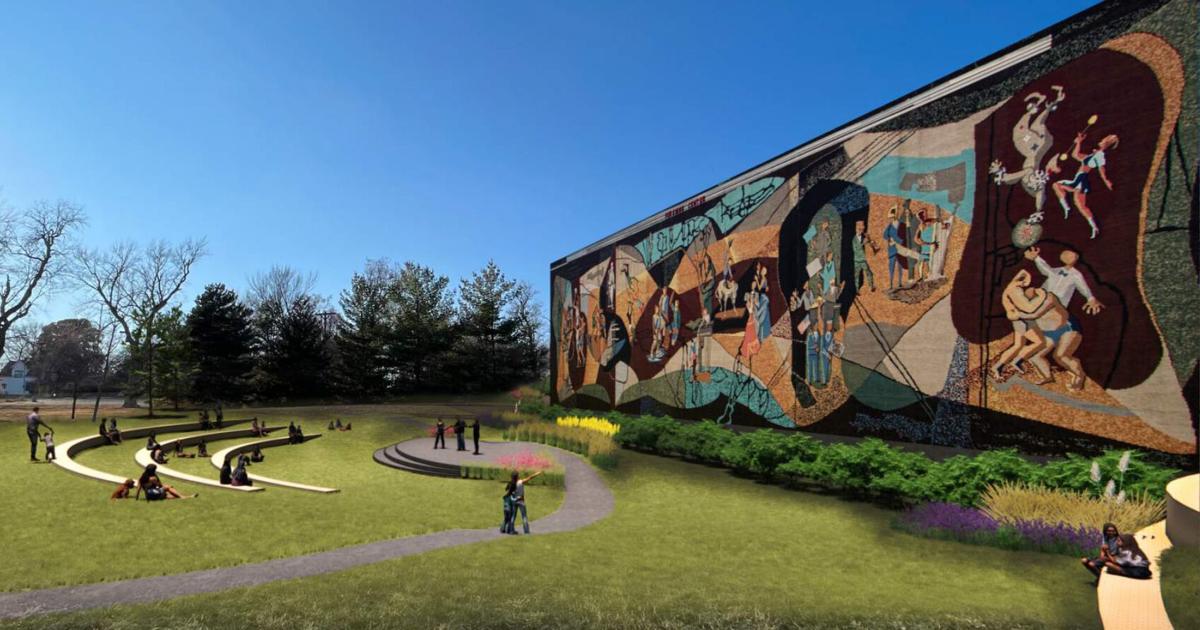 Maple Pershing City Hall: Restoration of Pershing mural gets a boost
