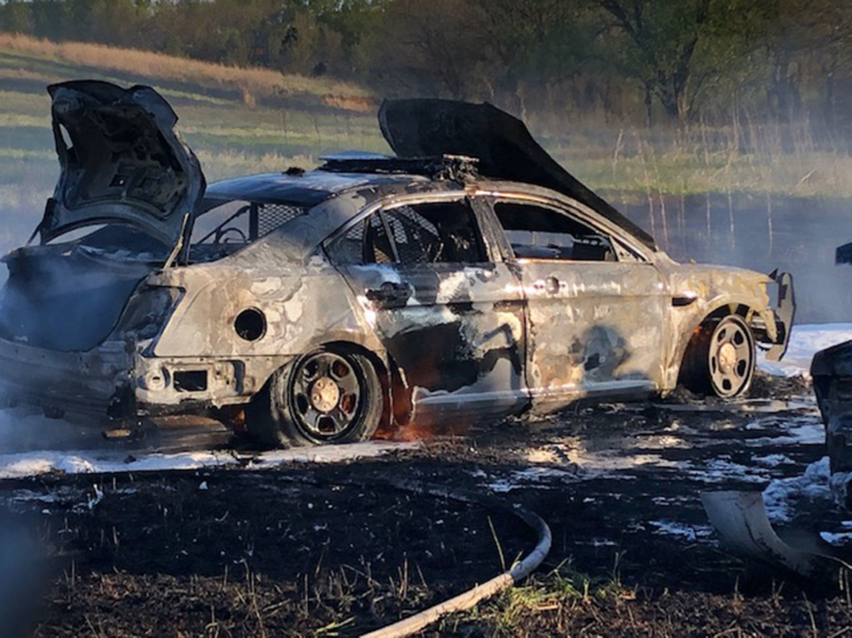 Beatrice police car destroyed following pursuit