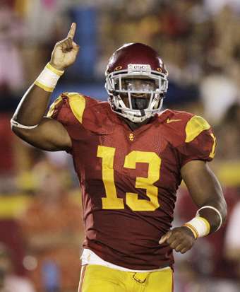 Southern California running back Joe McKnight celebrates his