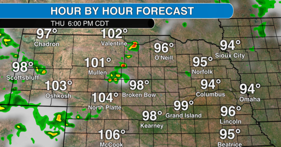 Watch now: Very hot across Nebraska Thursday with a small chance of severe storms Watch now: Very hot across Nebraska Thursday with a small chance of severe storms