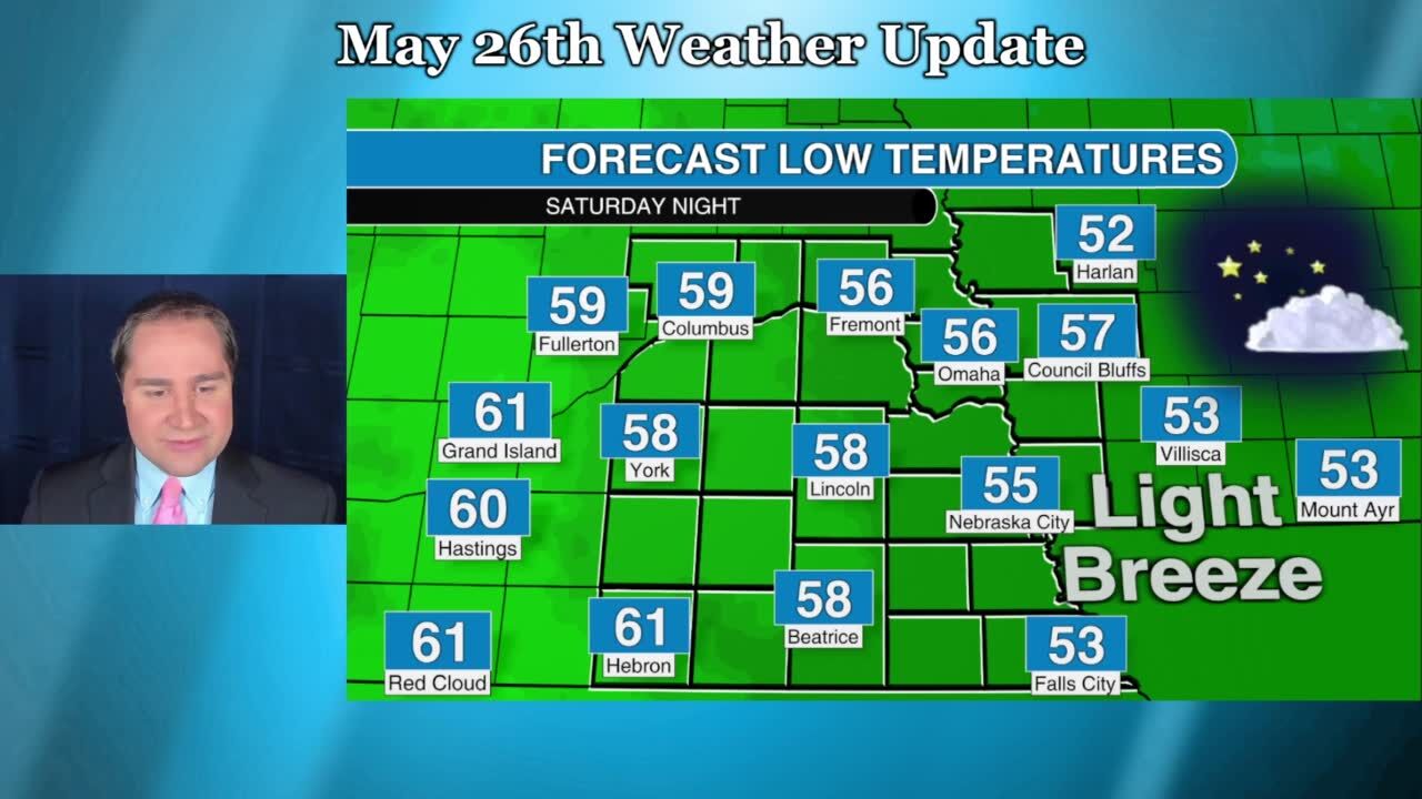 Friday May 26 weather update for southeast Nebraska