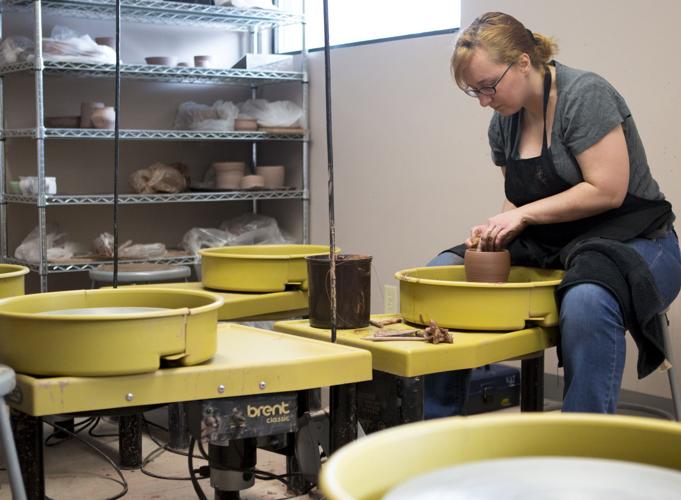 Katie Joseph practices with clay at Lux Ceramics Center