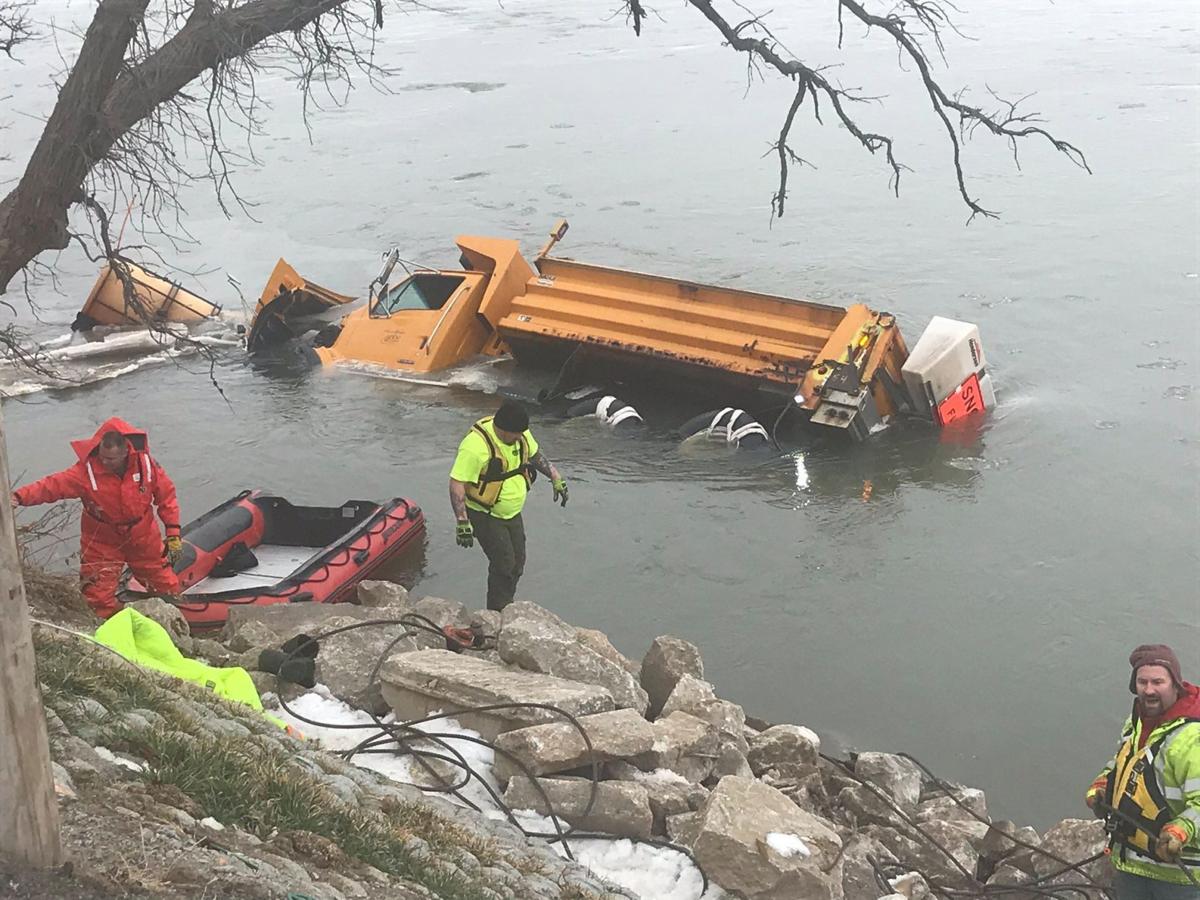 Truck in river
