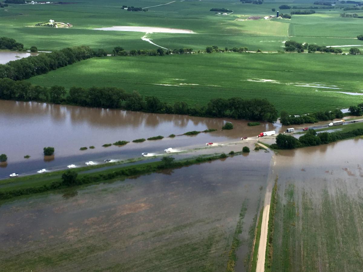 Governor flies over areas of flooding in northeast Nebraska; some