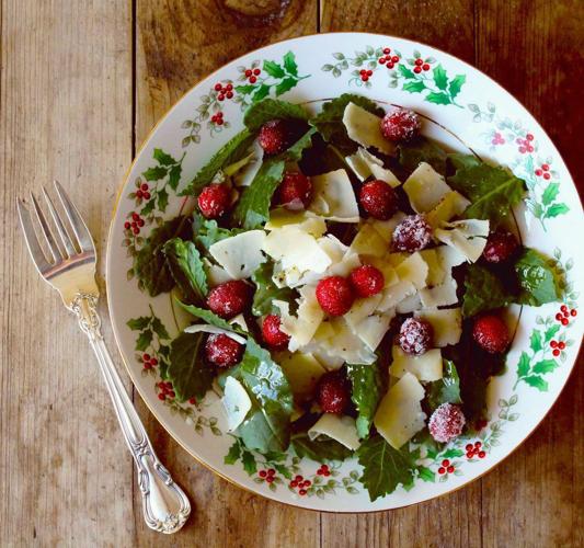 Holiday greens with cranberries