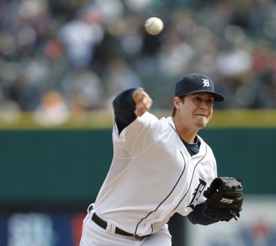 weber husker debut ex league makes thad detroit journalstar rangers tigers throws pitcher inning comerica 11th michigan against texas park