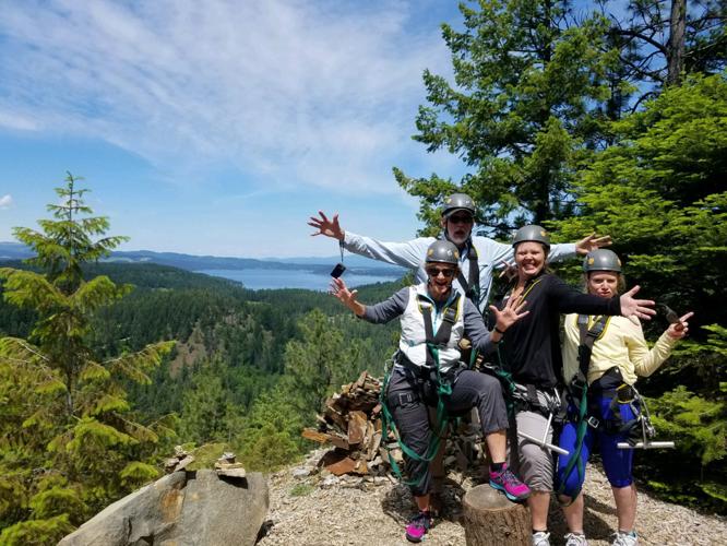 Group at zip line mid-point