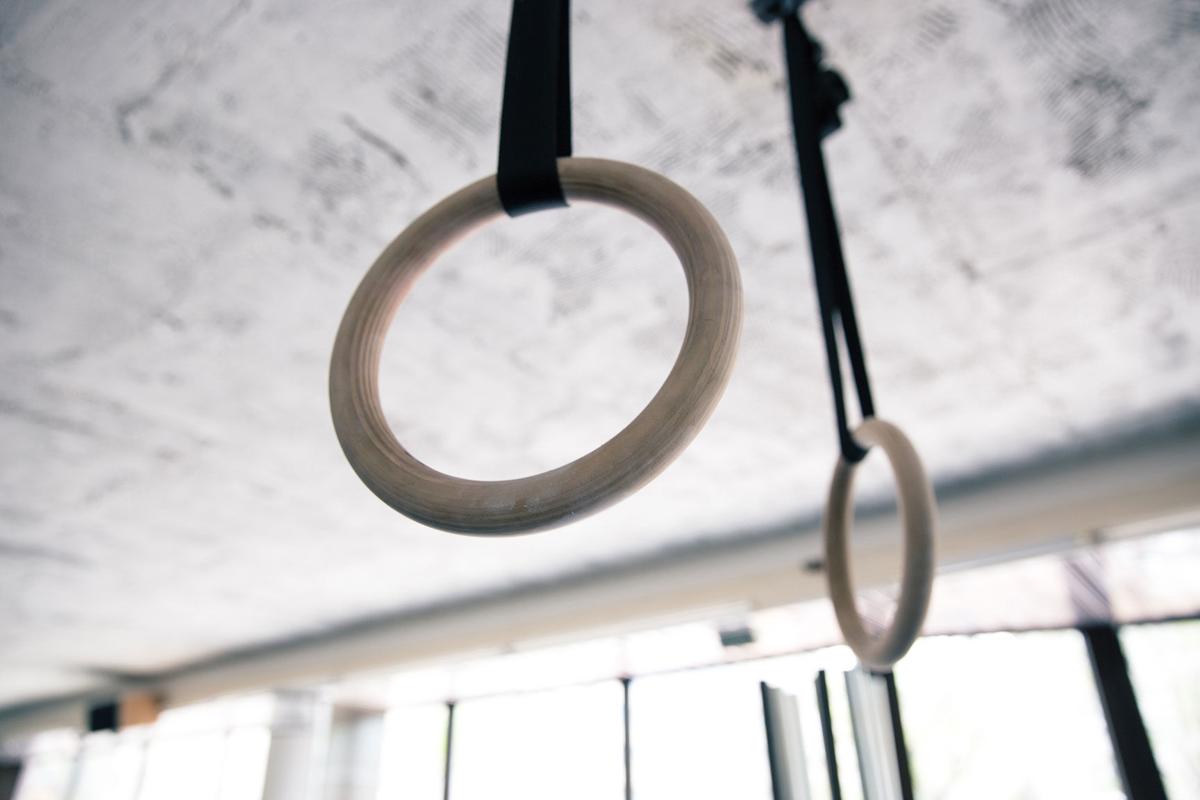 Closeup image of a fitness rings