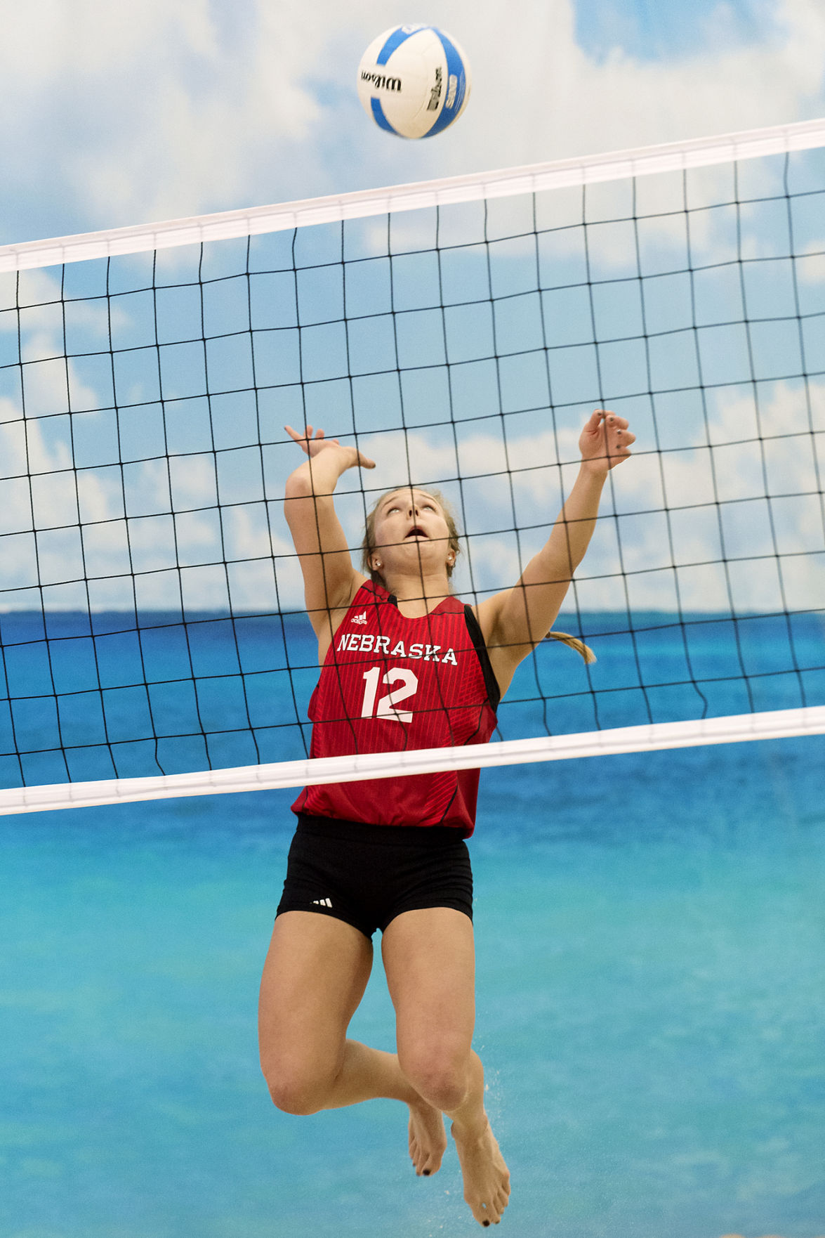 Photo Huskers host program's first beach volleyball match Husker