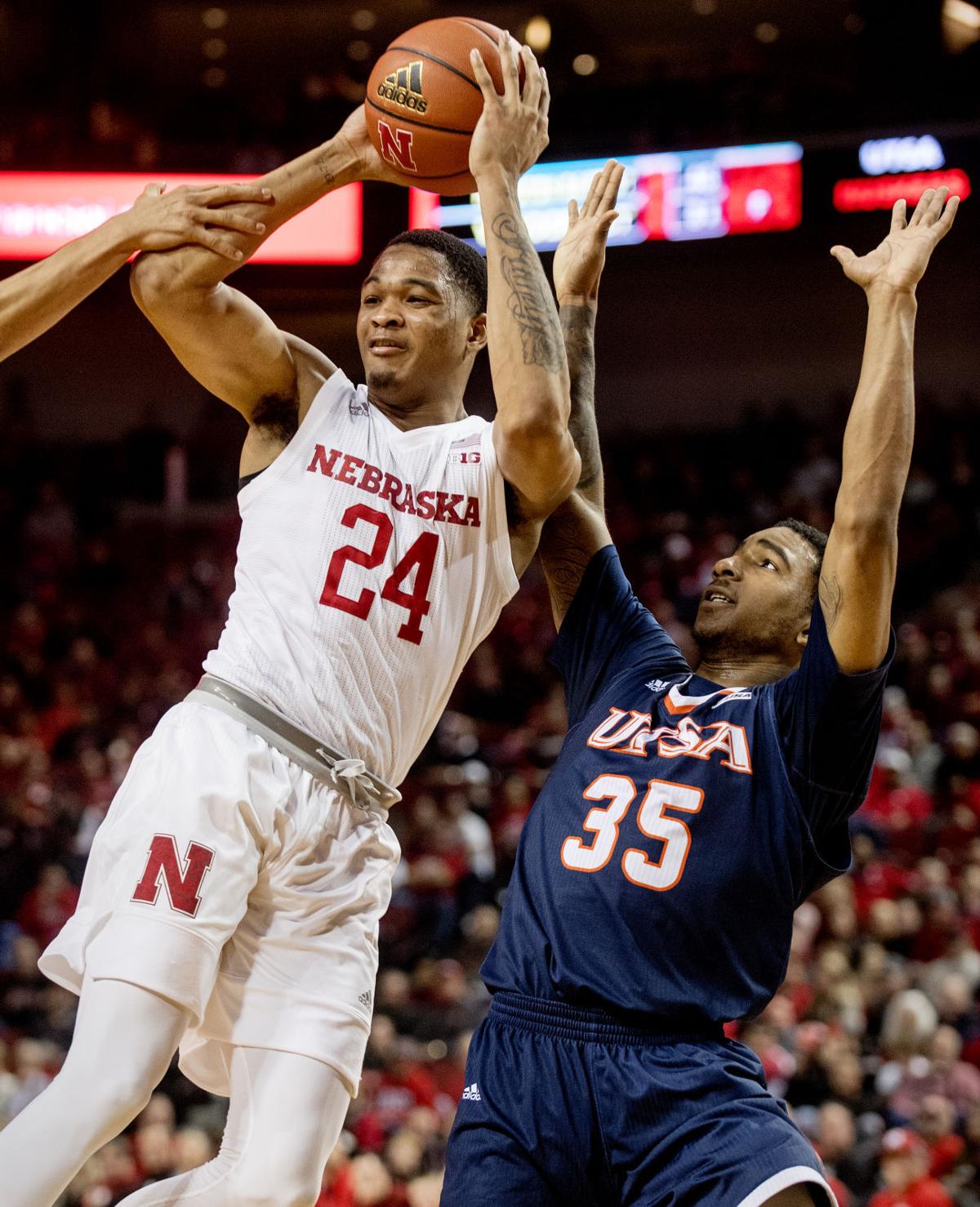 Photos Huskers score 100, and hold on for the win Men's Basketball