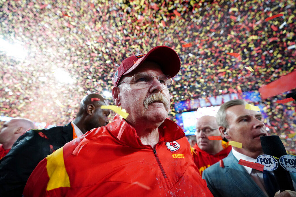 Isiah Pacheco wears Rutgers sweatshirt at KC Chiefs parade 2023