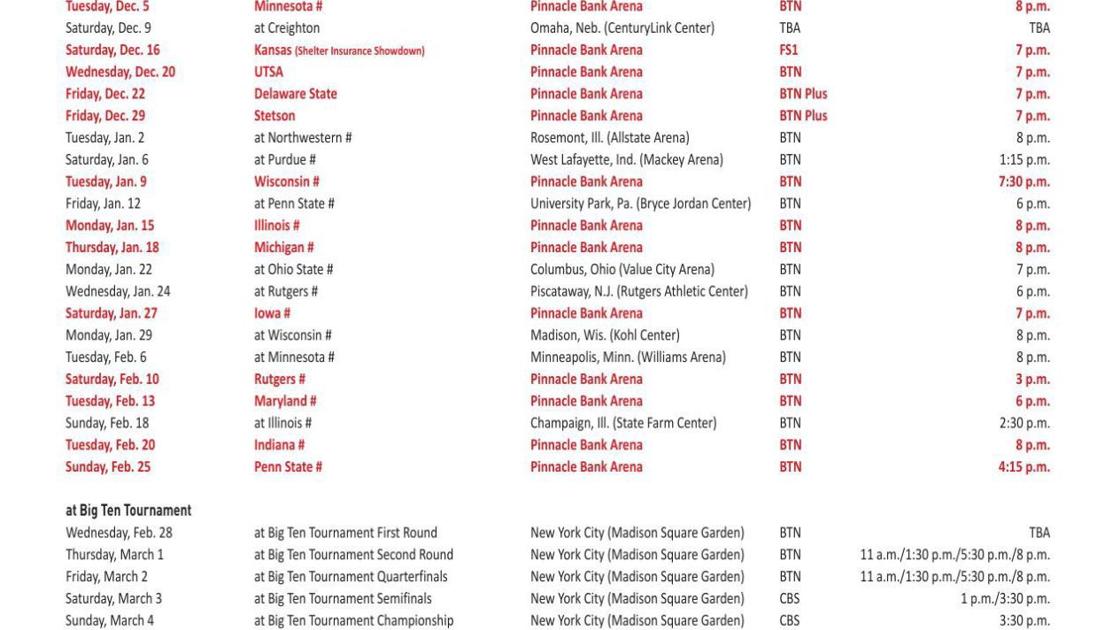 Men S Nebraska Basketball Schedule Men S Nebraska Basketball Schedule