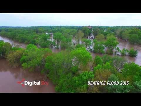 Aerial video of Beatrice flooding