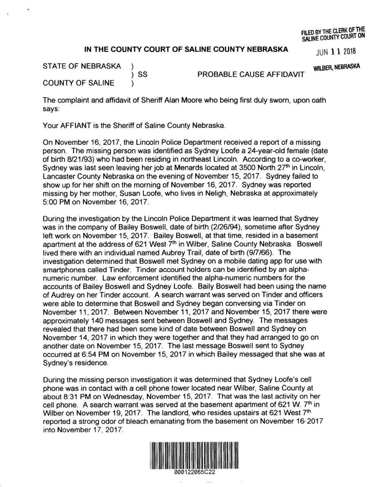 Orange County Florida Arrest Affidavit Arrest affidavit for Bailey Boswell
