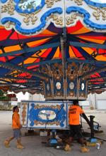 Budweiser Clydesdales arriving at the Mississippi Valley Fairgrounds