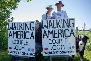 Walking America Couple hits Helena, spreading good will, willingness to understand