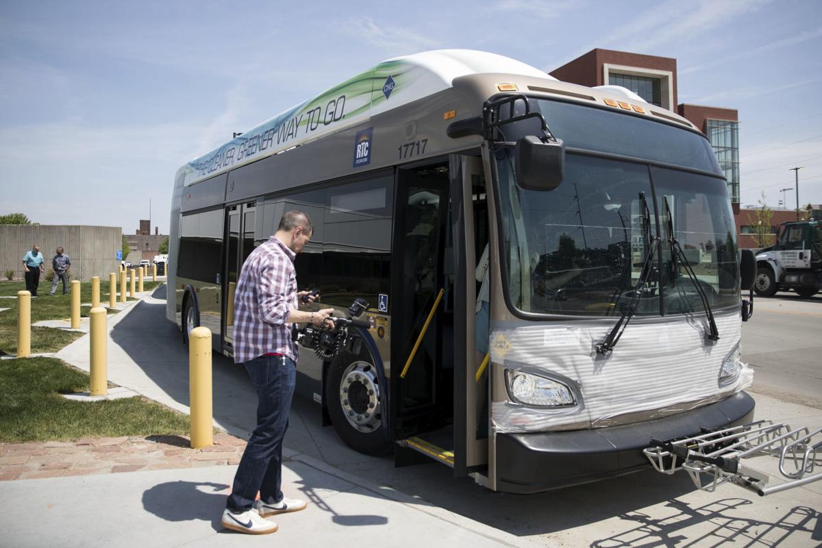 A Man Boards A New Rapid Bus Route During A News Conference Thursday In Omaha Transit Officials Have Said Traveling On The Sleek New Omaha Rapid Bus A Man Boards A New Rapid Bus Route During A News Conference Thursday In Omaha Transit Officials Have Said Traveling On The Sleek New Omaha Rapid Bus