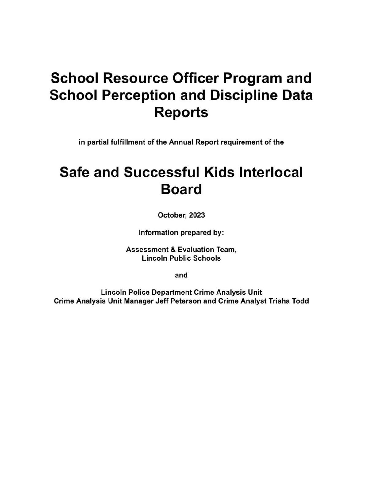 Read the school resource officer report