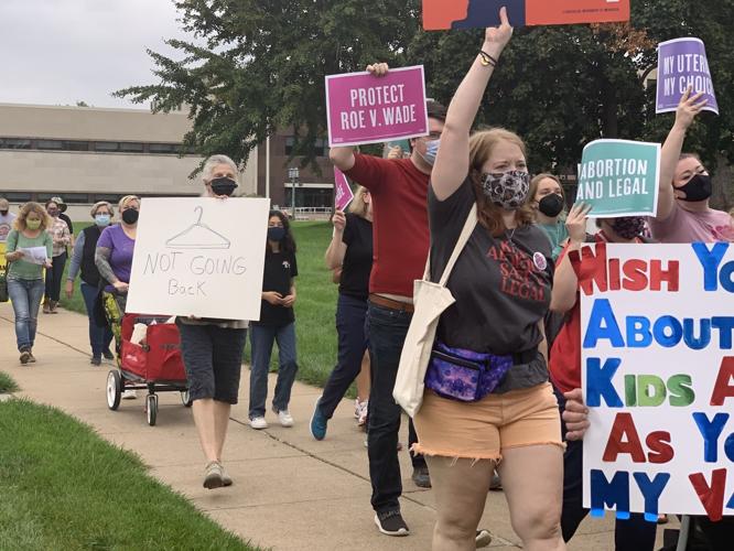 Abortion-rights march around the Nebraska State Capitol